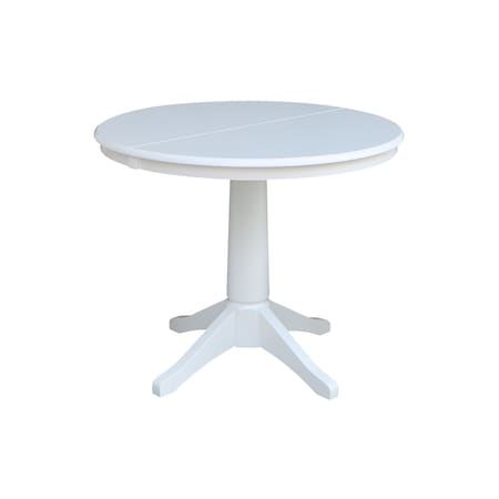 International Concepts Round 36 in Rd Top Pedestal Table, 12 in Leaf, 28.9 inH, Dining Height, White, 36 in W, 48 in L K08-36RXT-27B